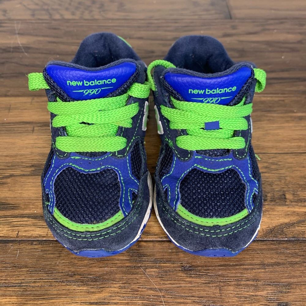 Navy Blue and Neon Green Tennis Shoes